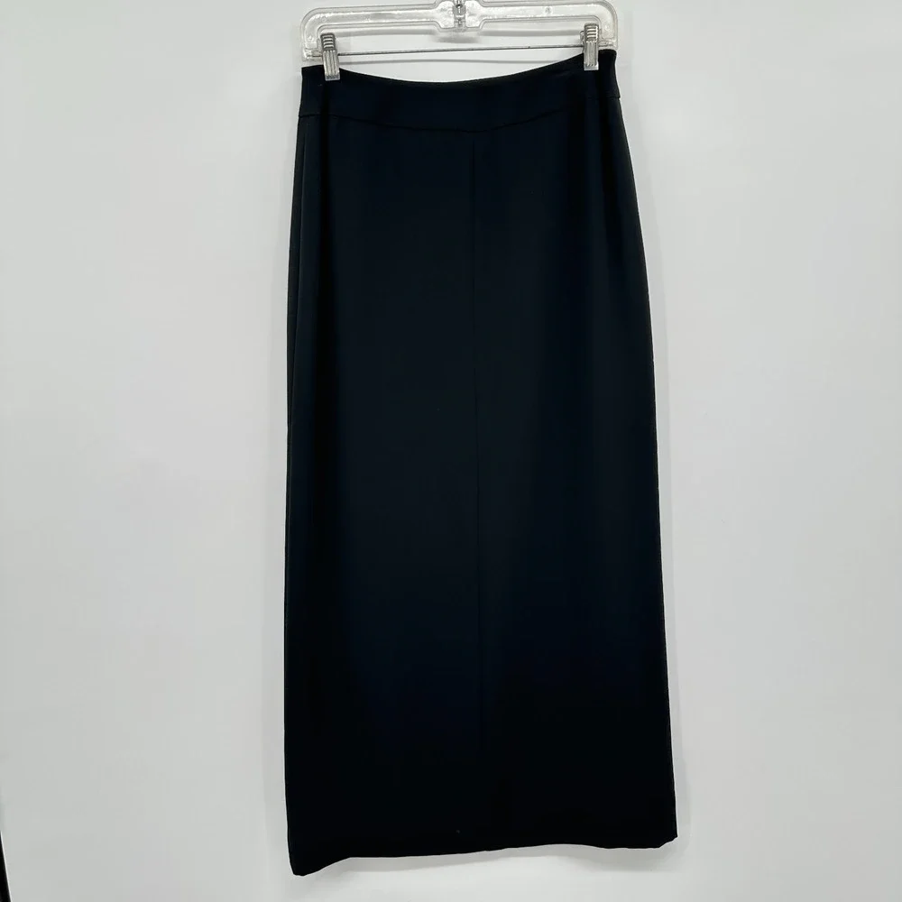 Vintage Dana Buchman Maxi Skirt Size 8‎ Black Wrap Lined Neutral Quiet Luxury